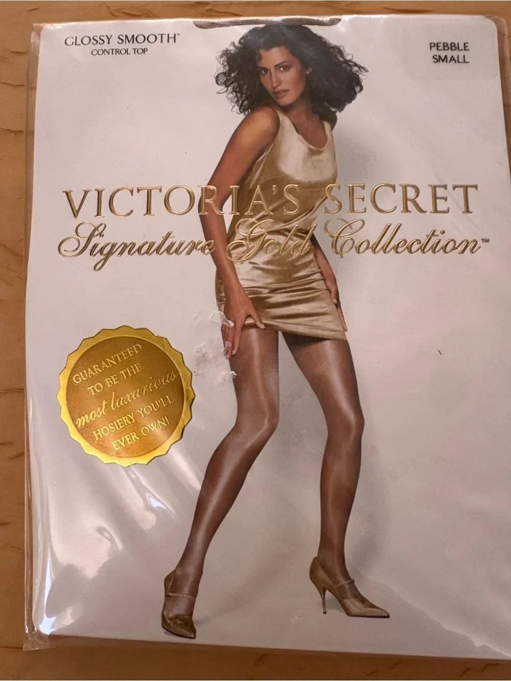 VTG Victoria's Secret Signature Gold Collection Pantyhose Glossy Smooth Small